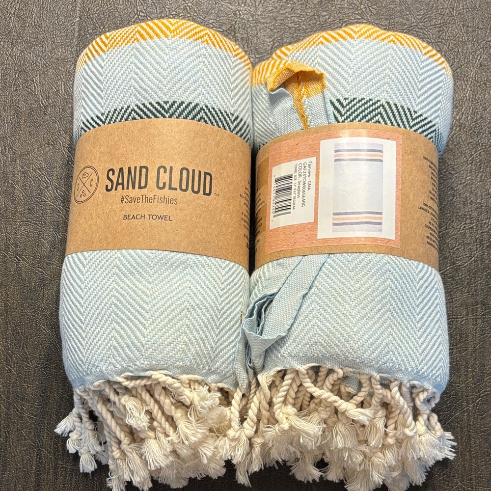 Sand Cloud Beach Towel - Light Blue, Green and Yellow